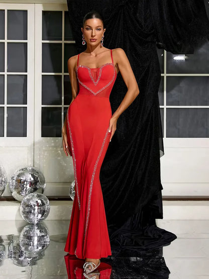 Nicolette Heart Mesh Maxi Dress