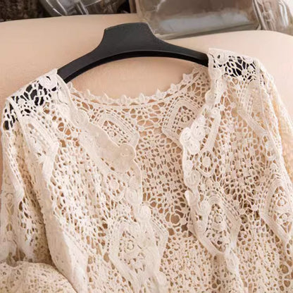 Crosa - Hollow Knit Cardigan Shawl