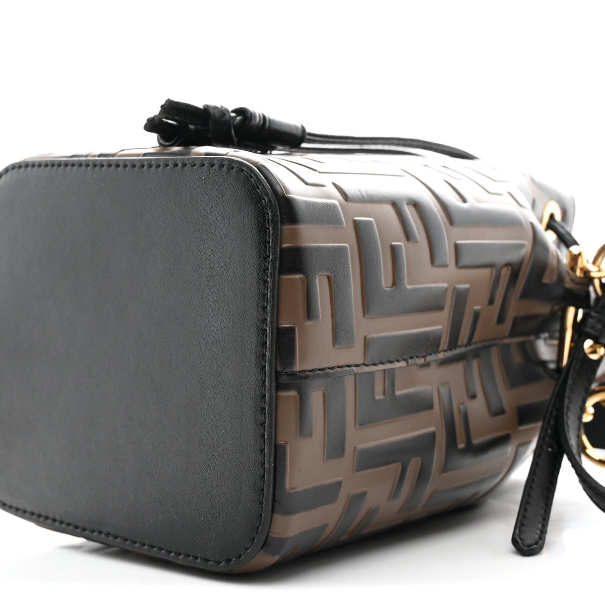 Vitello Liberty F is Fendi Bi-Color FF 1974 Embossed Mini Mon Tresor Bucket Bag Maya Black