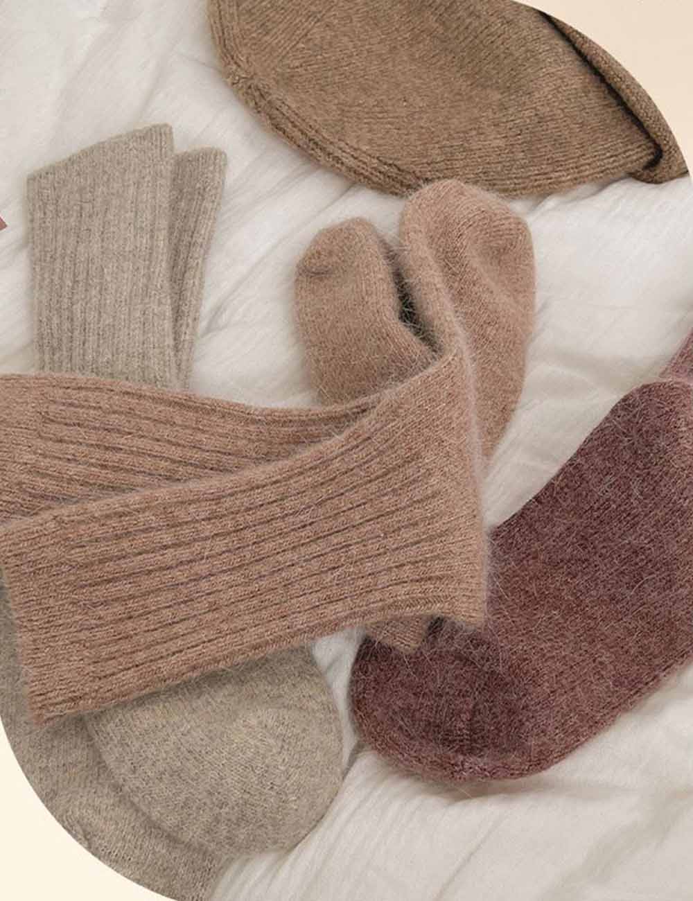 Solid Color Striped Warm Soft Crew Socks