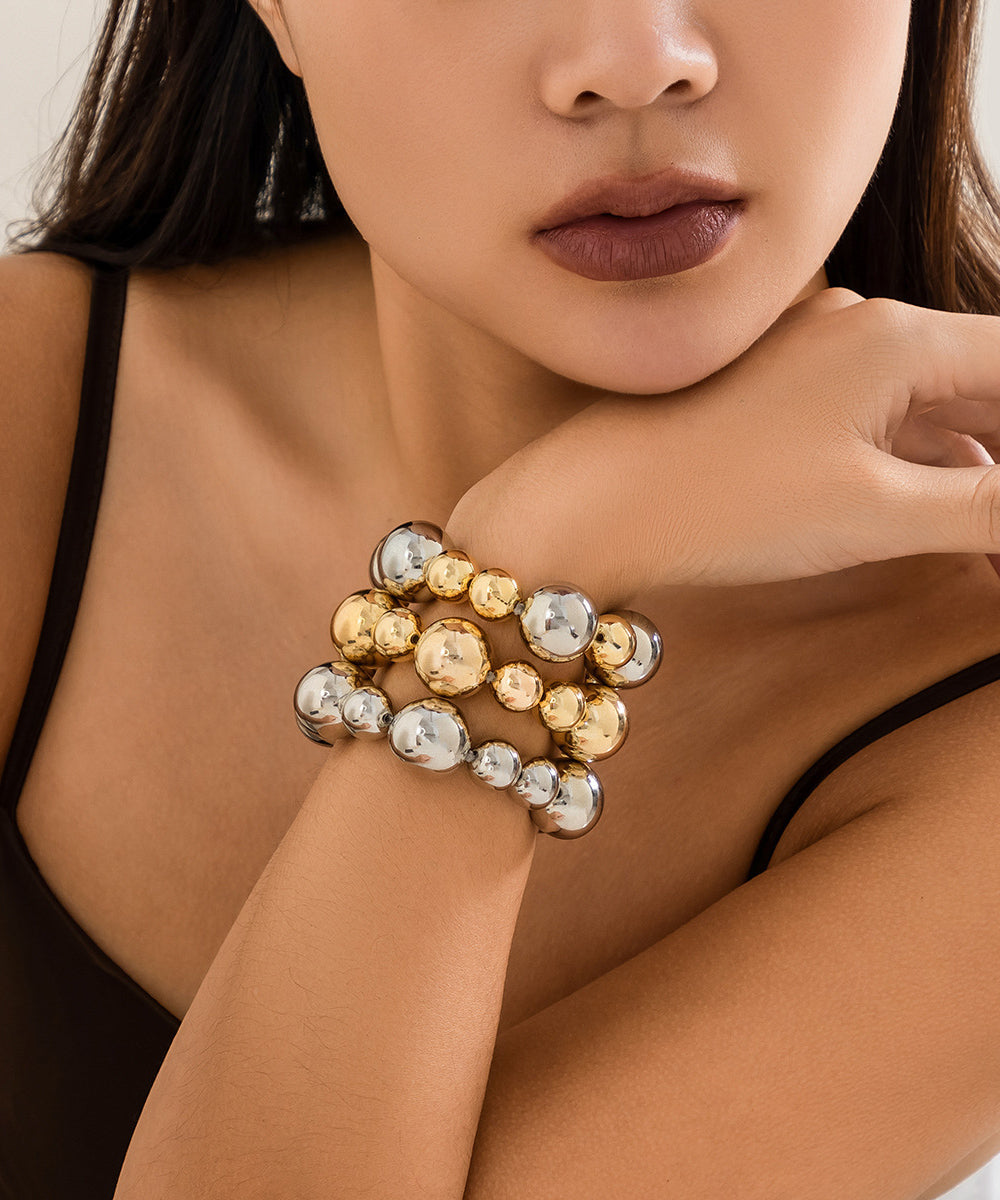 Exaggerated Punk Contrasting Bead Necklace Versatile Geome