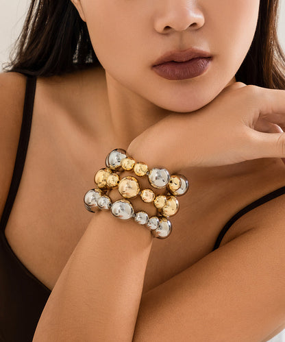 Exaggerated Punk Contrasting Bead Necklace Versatile Geome