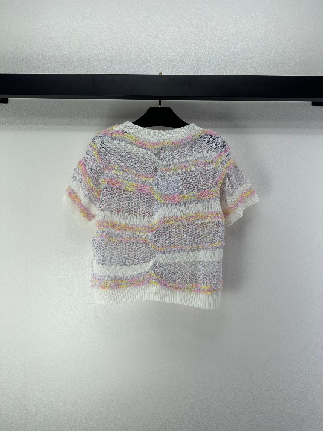CC 26S Short-sleeve Knit Cream Multicolour Wool Nylon Cashmere 349002