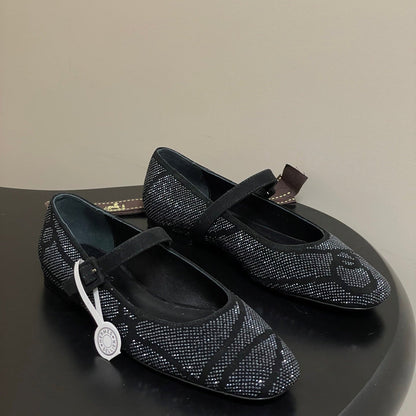 Hermes 26 Light Ballet Flat Metallic Black in Suede 594341