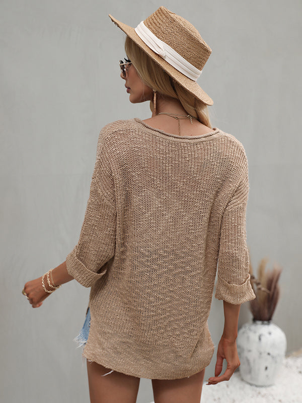 Simple Casual 4 Colors Sweater Top
