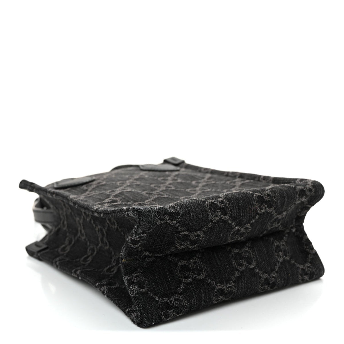 Denim GG Monogram Calfskin Mini Ophidia Tote Bag Black