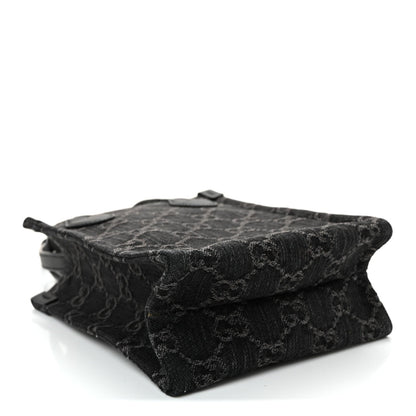 Denim GG Monogram Calfskin Mini Ophidia Tote Bag Black