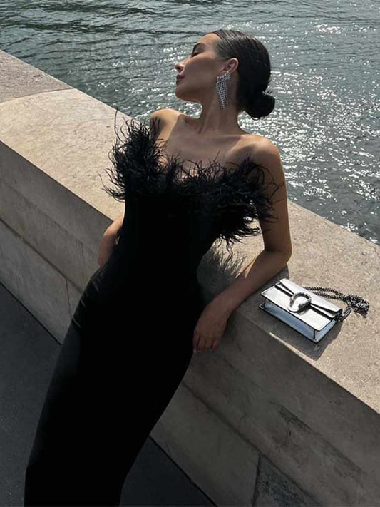 Vanessa Feather Bandage Maxi Dress