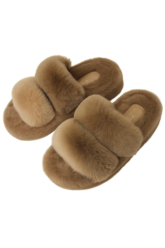 Plush Solid Color Fur Chunky Slippers