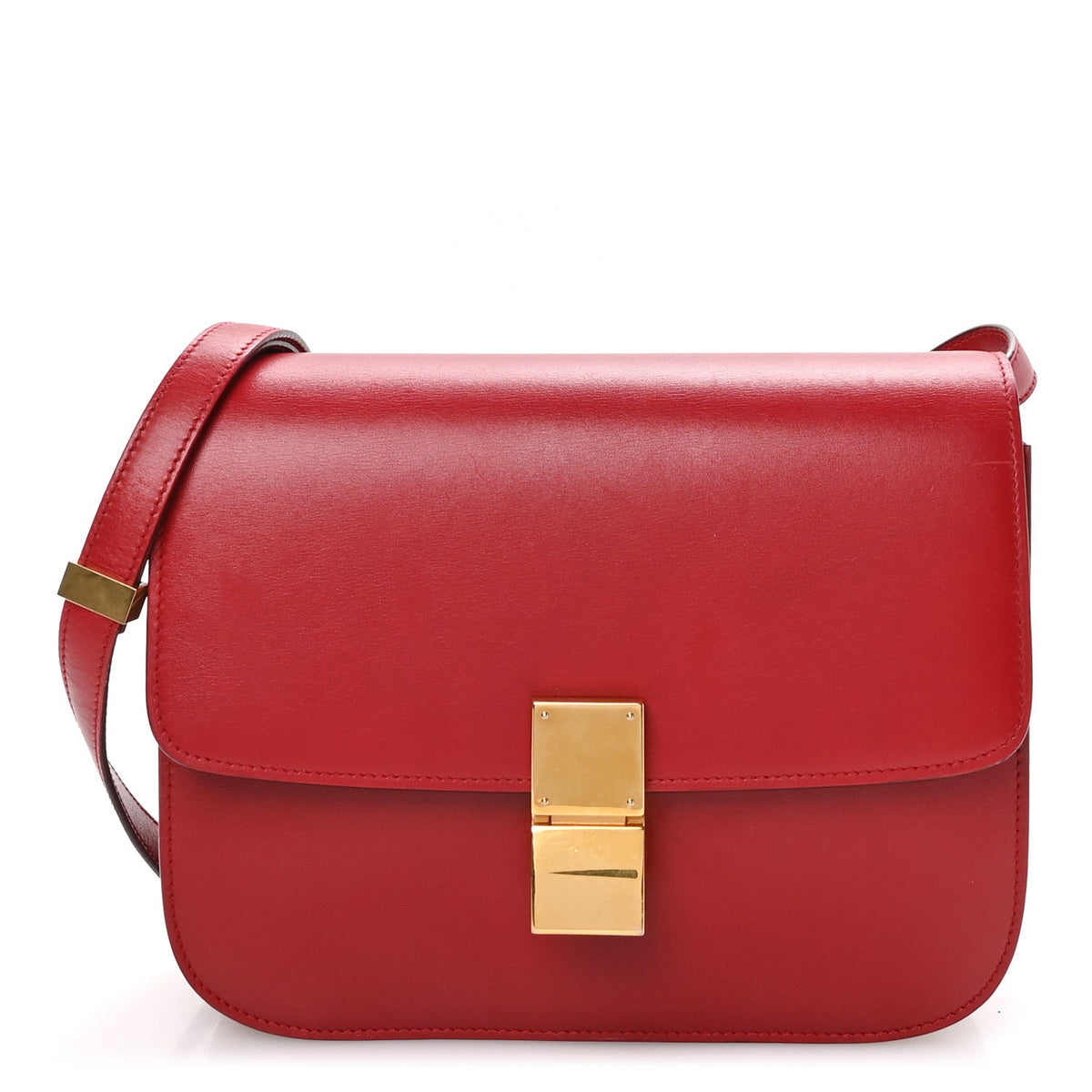 Box Calfskin Medium Classic Box Flap Bag Red