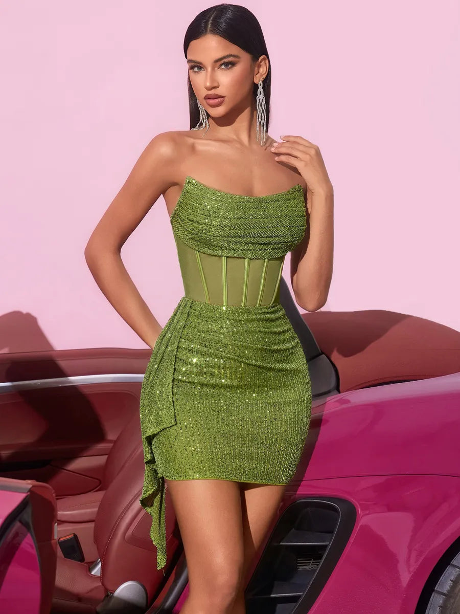 Liliana Sheer Mesh Sequin Mini Dress