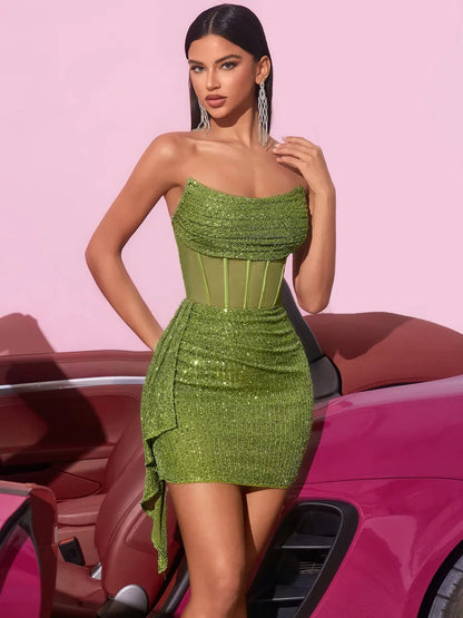 Liliana Sheer Mesh Sequin Mini Dress
