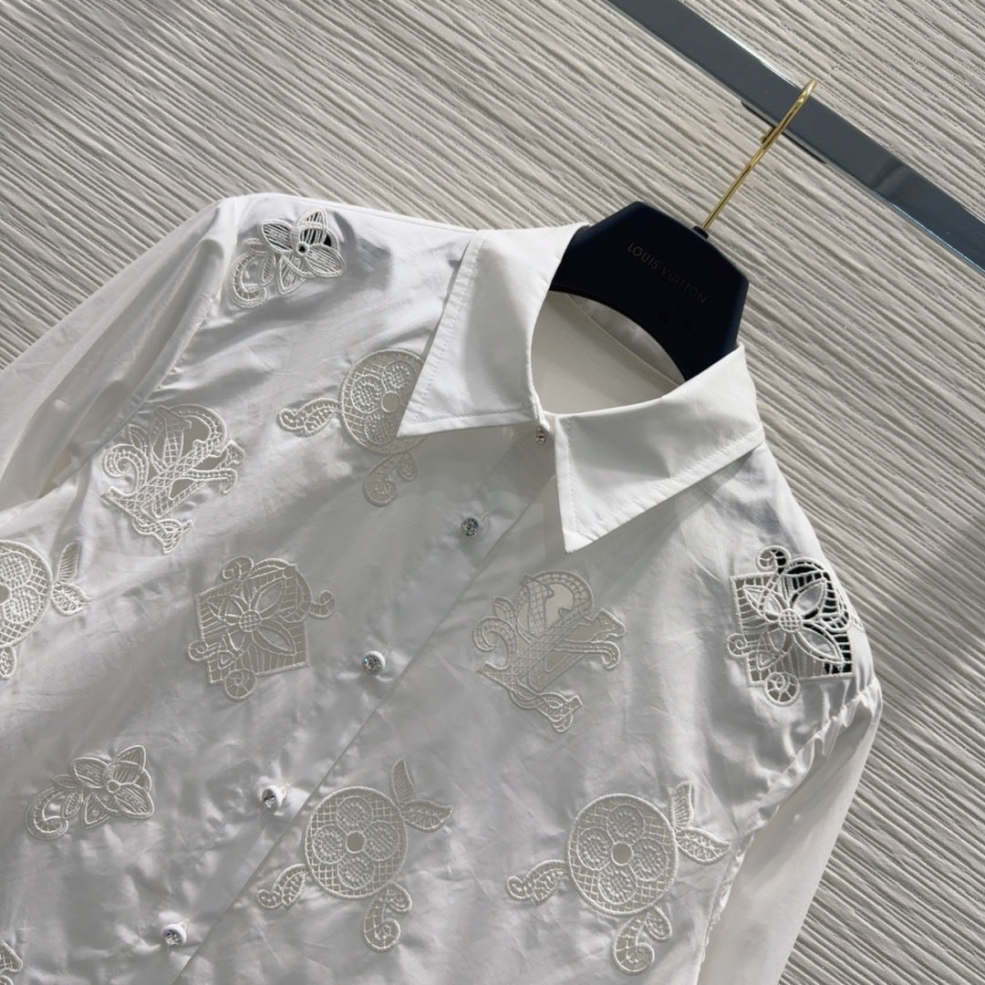 LV 25S Simple Logo Design Shirt White Cotton