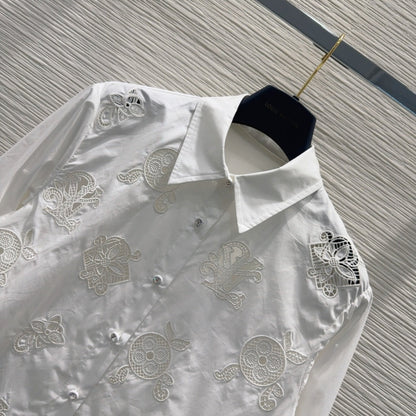LV 25S Simple Logo Design Shirt White Cotton
