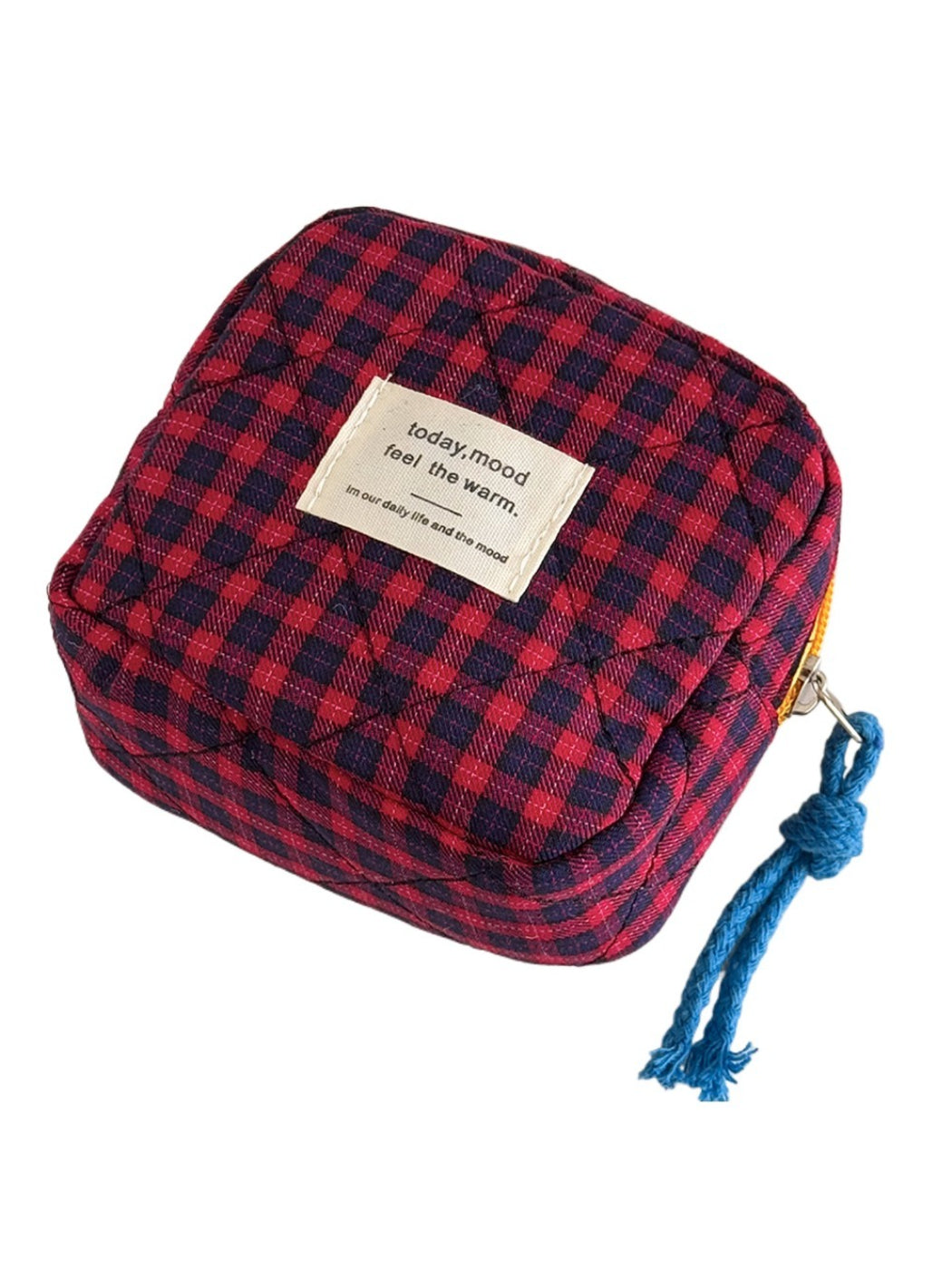 Cosbai - Plaid Color Block Portable Coin Pouch