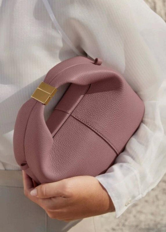Cowhide Leather Shoulder Messenger Bag With Lychee Pattern