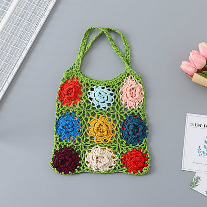 Crochet Granny Square Bag Grandma Grid Handmade Crochet Bag