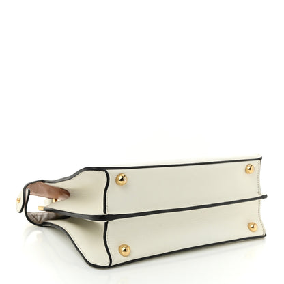 Vitello Seta Nappa Bi-Color Small Peekaboo I SEE U Satchel White Ice Light Rose Tortora