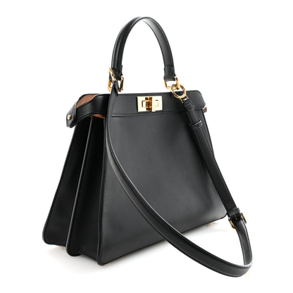 Vitello Seta Shiny Nappa Medium Peekaboo I SEE U Satchel Black Light Rose