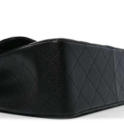 Caviar Quilted Jumbo Double Flap Black