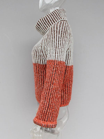 Casual Split-Joint High Neck Sweater