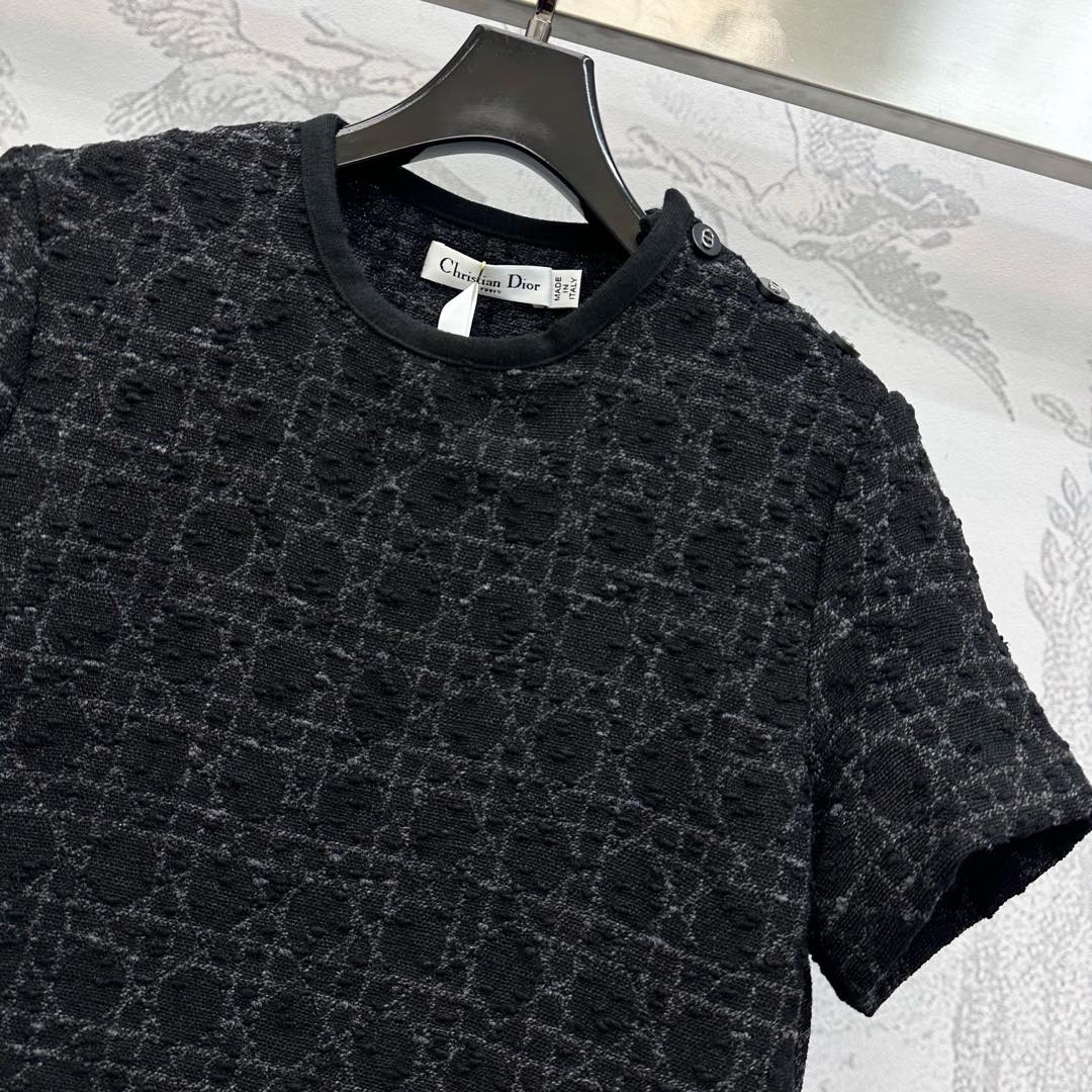 Dior 2025 Short Macrocannage Dress Black Cotton