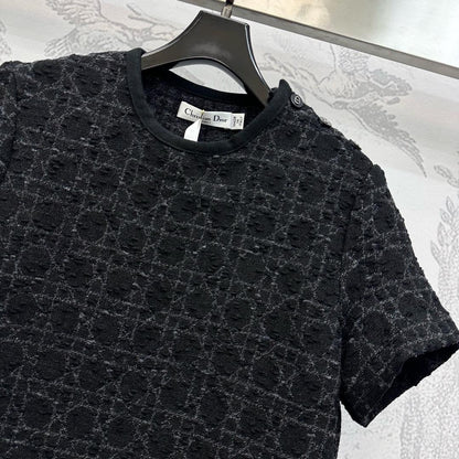 Dior 2025 Short Macrocannage Dress Black Cotton