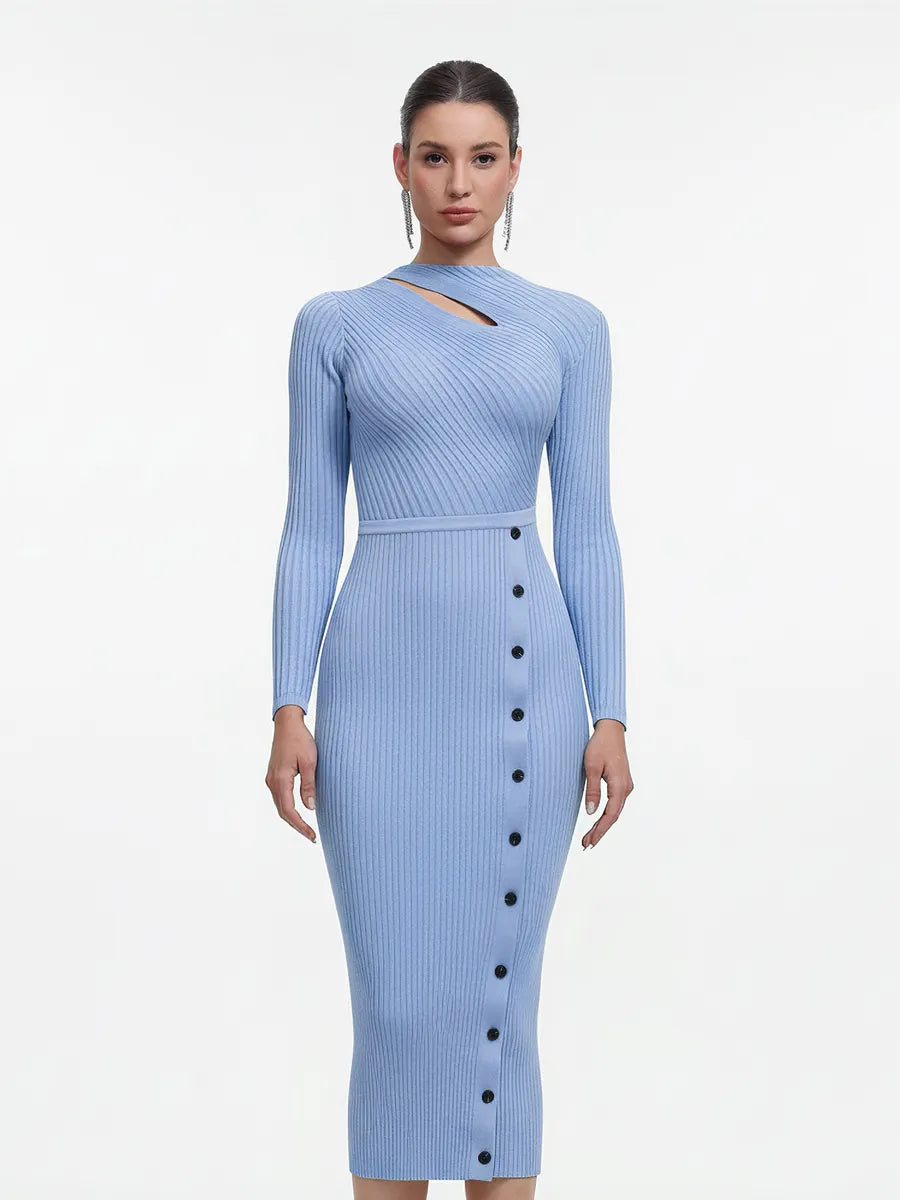 Esperanza Long Sleeve Cutout Knit Maxi Dress