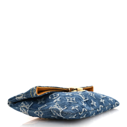 Monogram Denim Pochette Plat Clutch Blue