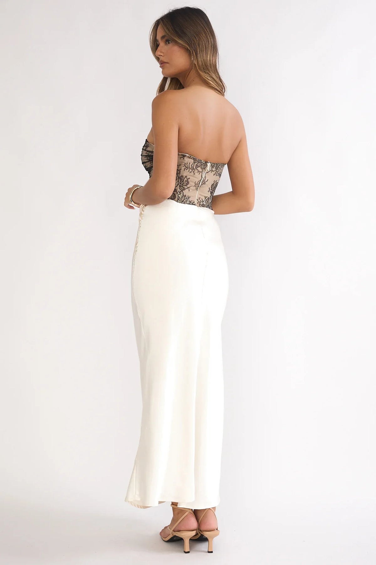 Valoria Lace Bodice Maxi Dress Oyster