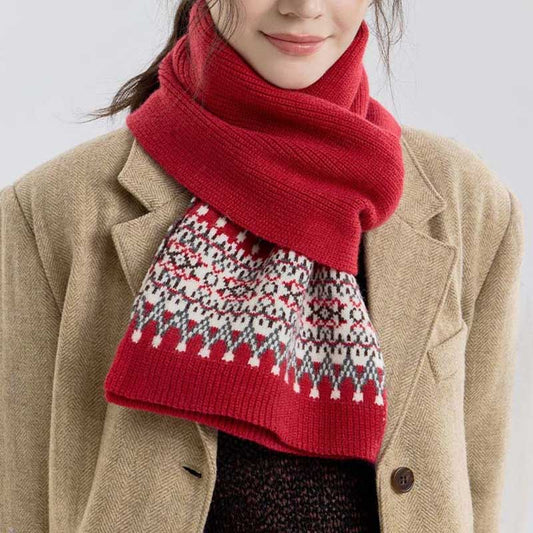 Vintage Soft Warm Fair Isle Knit Scarf