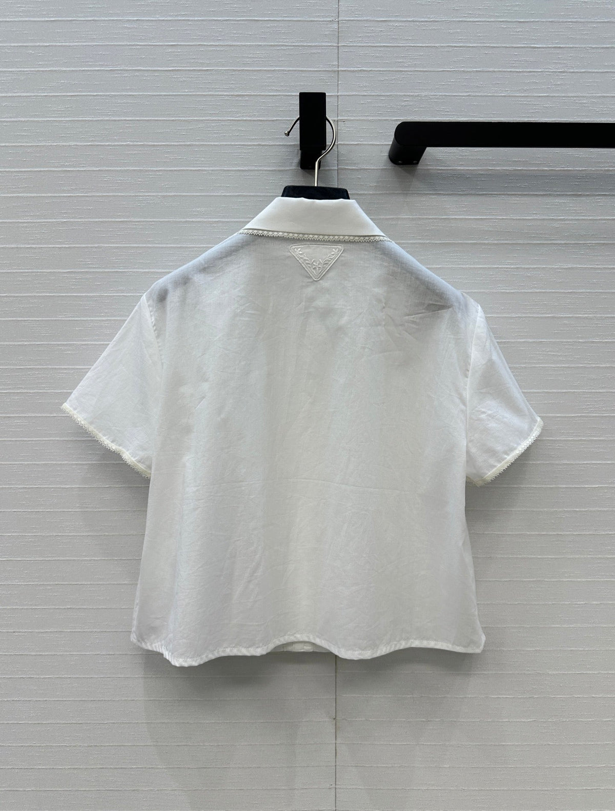 Prada 25 Lace Short-sleeved Shirt White Cotton