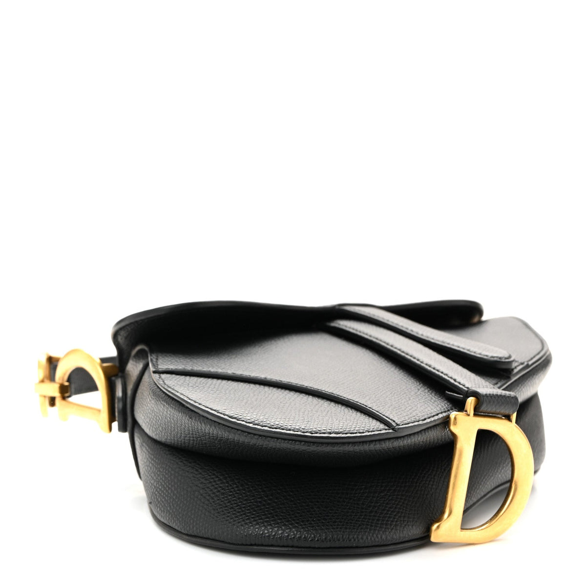 Grained Calfskin Mini Saddle Bag Black