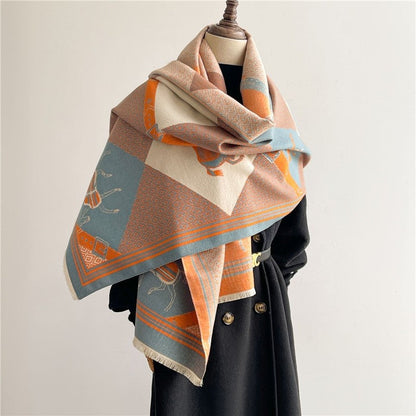 Jacquard Fringed Cashmere-Like Scarf
