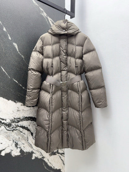 Burberry 25 Hooded Short Down Jacket with Adjustable Waist Taupe Polyester