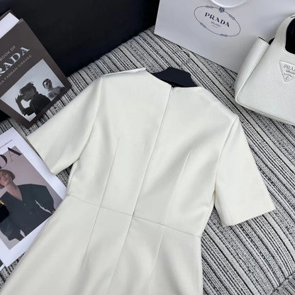 PRADA 25S CREW NECK SHORT-SLEEVE DRESS 350