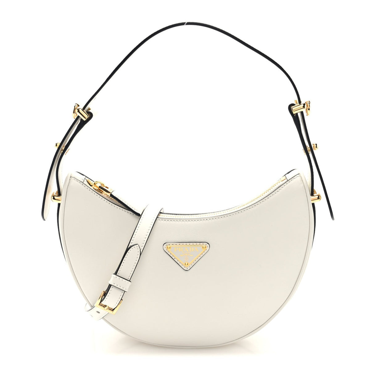 Soft Calfskin Arque Shoulder Bag White