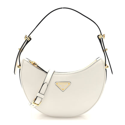 Soft Calfskin Arque Shoulder Bag White