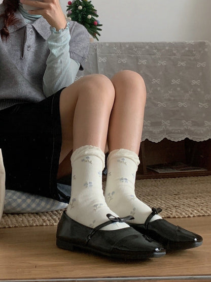 Rufia - Cute Floral Winter Sweet Socks - Soft &amp; Warm