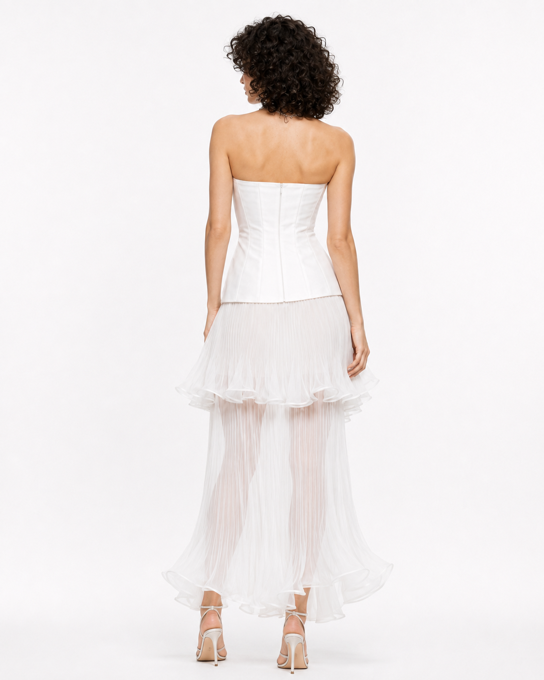 Piper Satin Pleated-Panel Strapless Maxi Dress