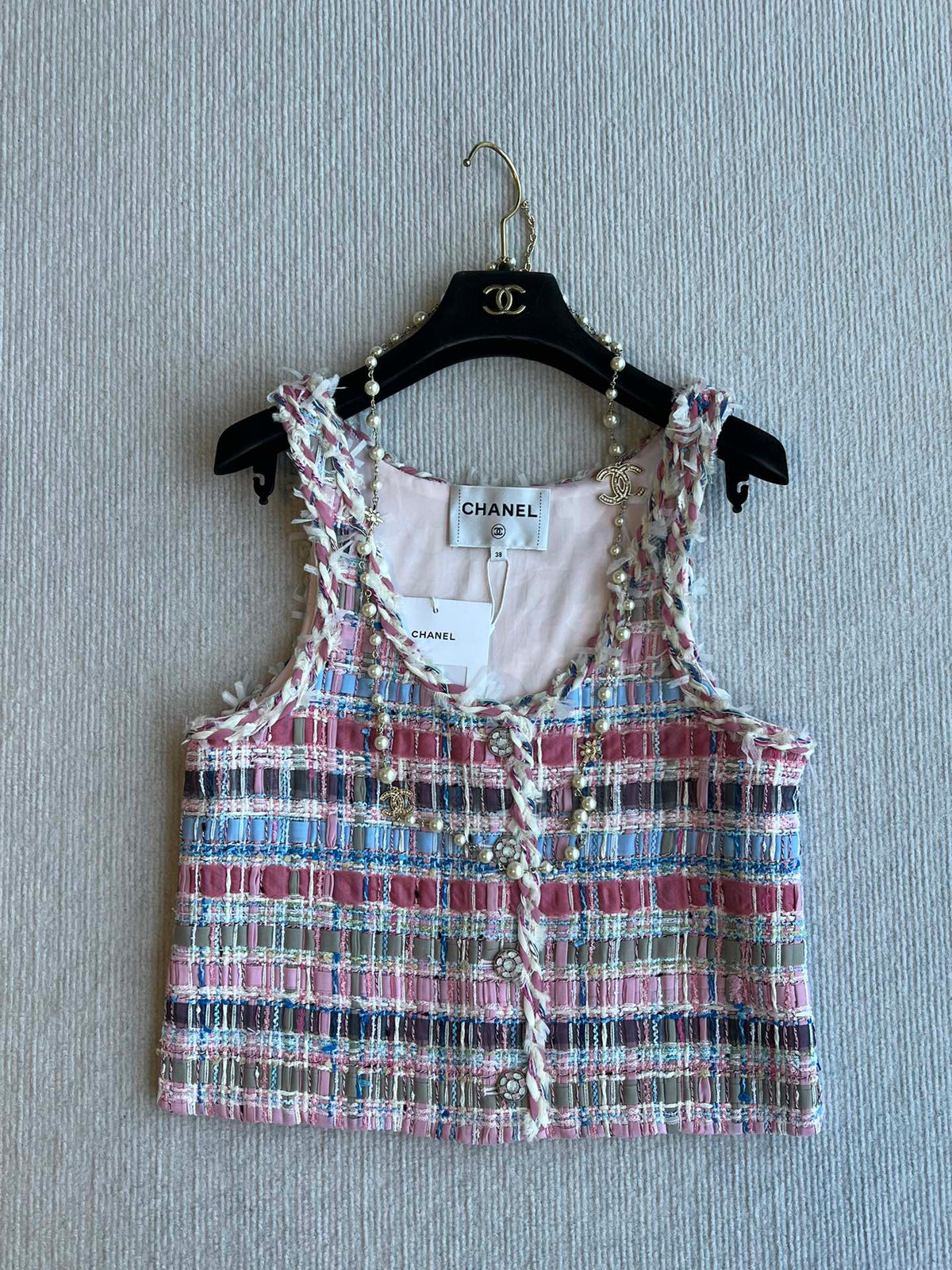 CC 25SS Woolen Vest with Hand-Woven Tassel Ribbons Colorful 277206