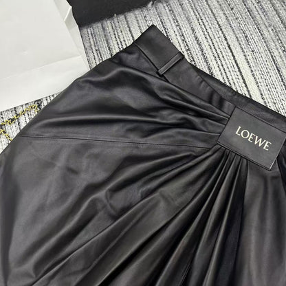 Loewe Wide-Leg Trousers Black Nappa Leather 348563