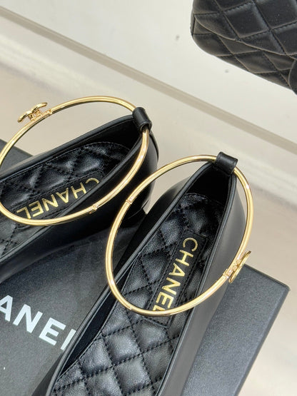 CC 26C Ribbon Double C Camellia Mary Jane Black Lambskin