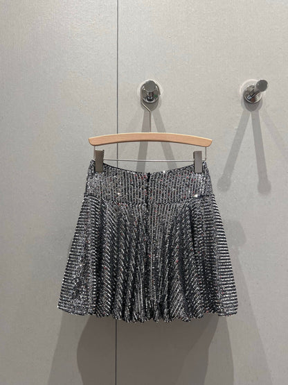YSL 2025 Sequined Skirt Silver Polyester 212667