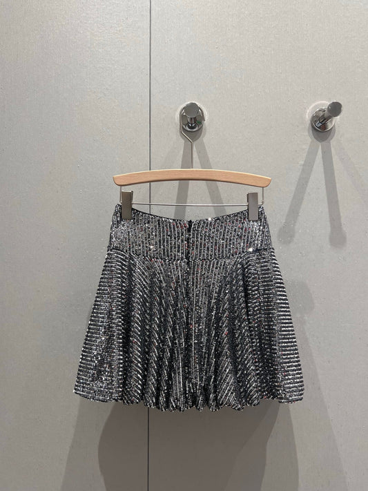 YSL 2025 Sequined Skirt Silver Polyester 212667