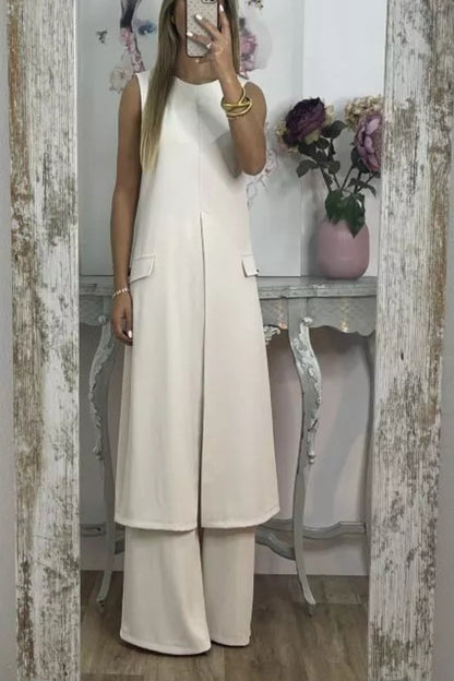 White Sleeveless Suit