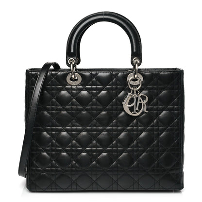 Lambskin Cannage Large Lady Dior Black