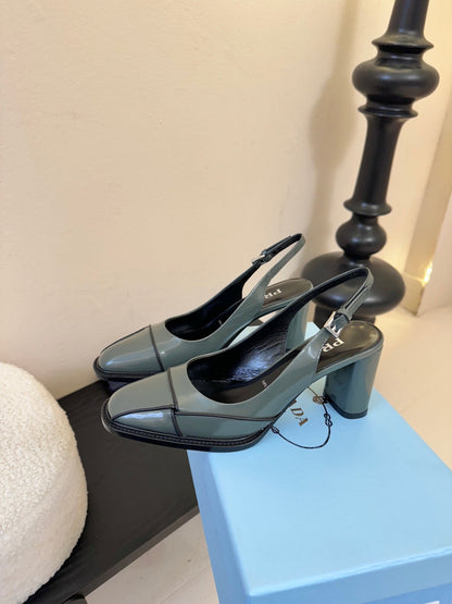 PRADA New Slingback Pumps Granite Gray in Goatskin 580376