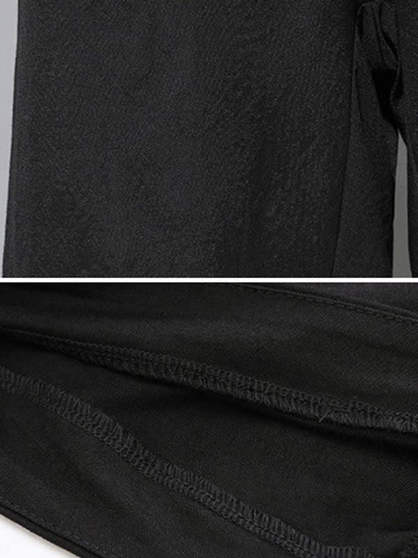 Simple Loose Wide Leg Solid Color Casual Three-Quarter Pants Bottoms