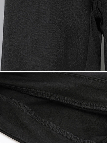 Simple Loose Wide Leg Solid Color Casual Three-Quarter Pants Bottoms